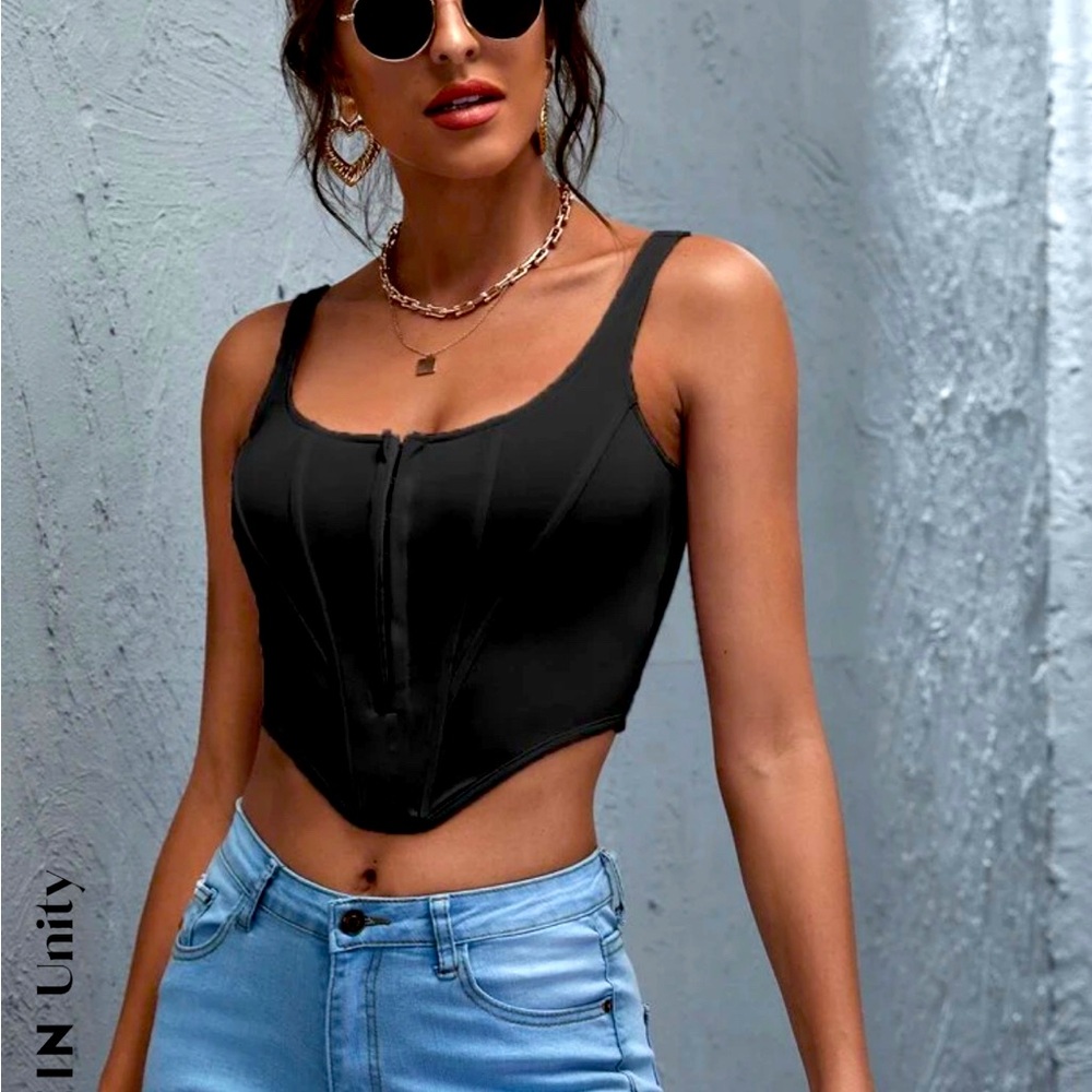 SHEIN Unity Asymmetrical Hem Hook and Eye Tank Top